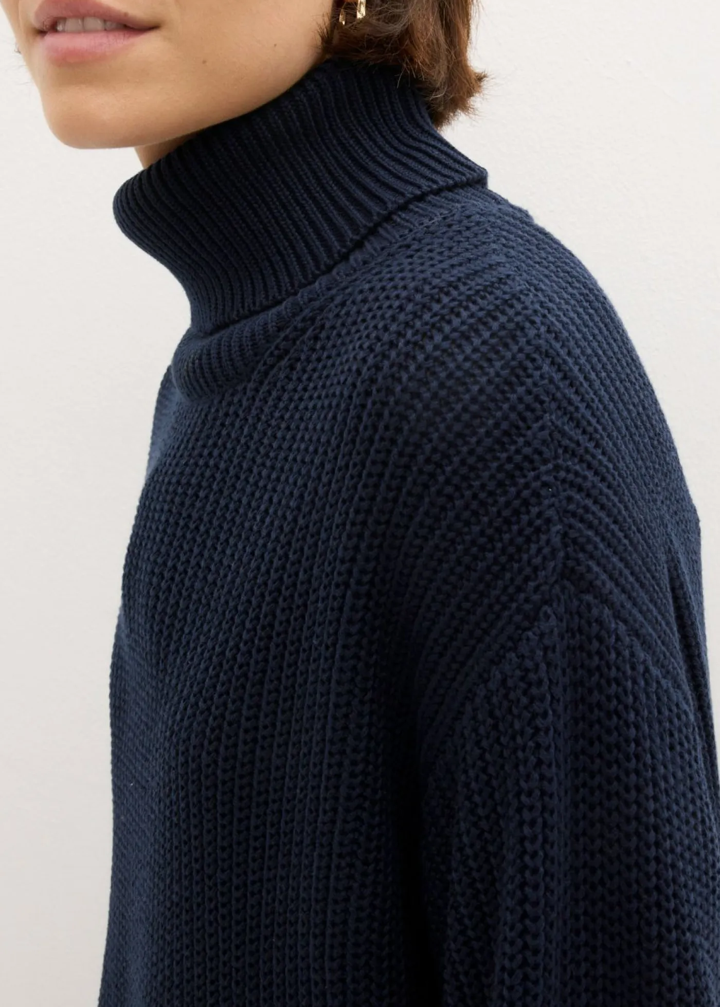 Clearance Jersey holgado de cuello vuelto de mezcla de algodón Mujer Jerséis|Ropa De Punto