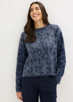 Best Jersey holgado de jacquard con lentejuelas Mujer Jerséis|Ropa De Punto