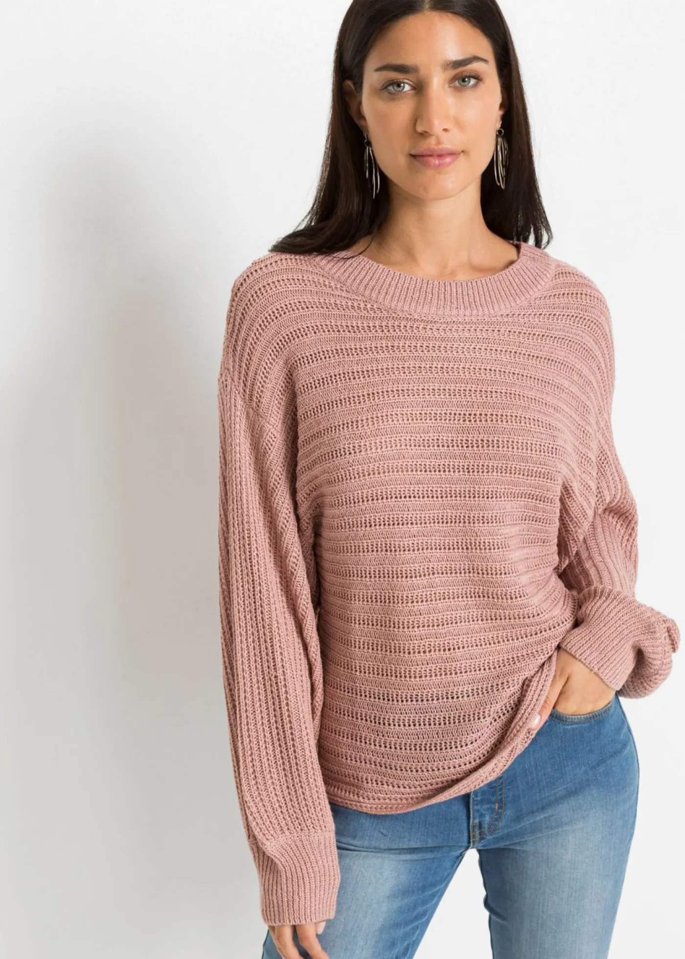 Outlet Jersey holgado de punto troquelado Mujer Jerséis|Ropa De Punto