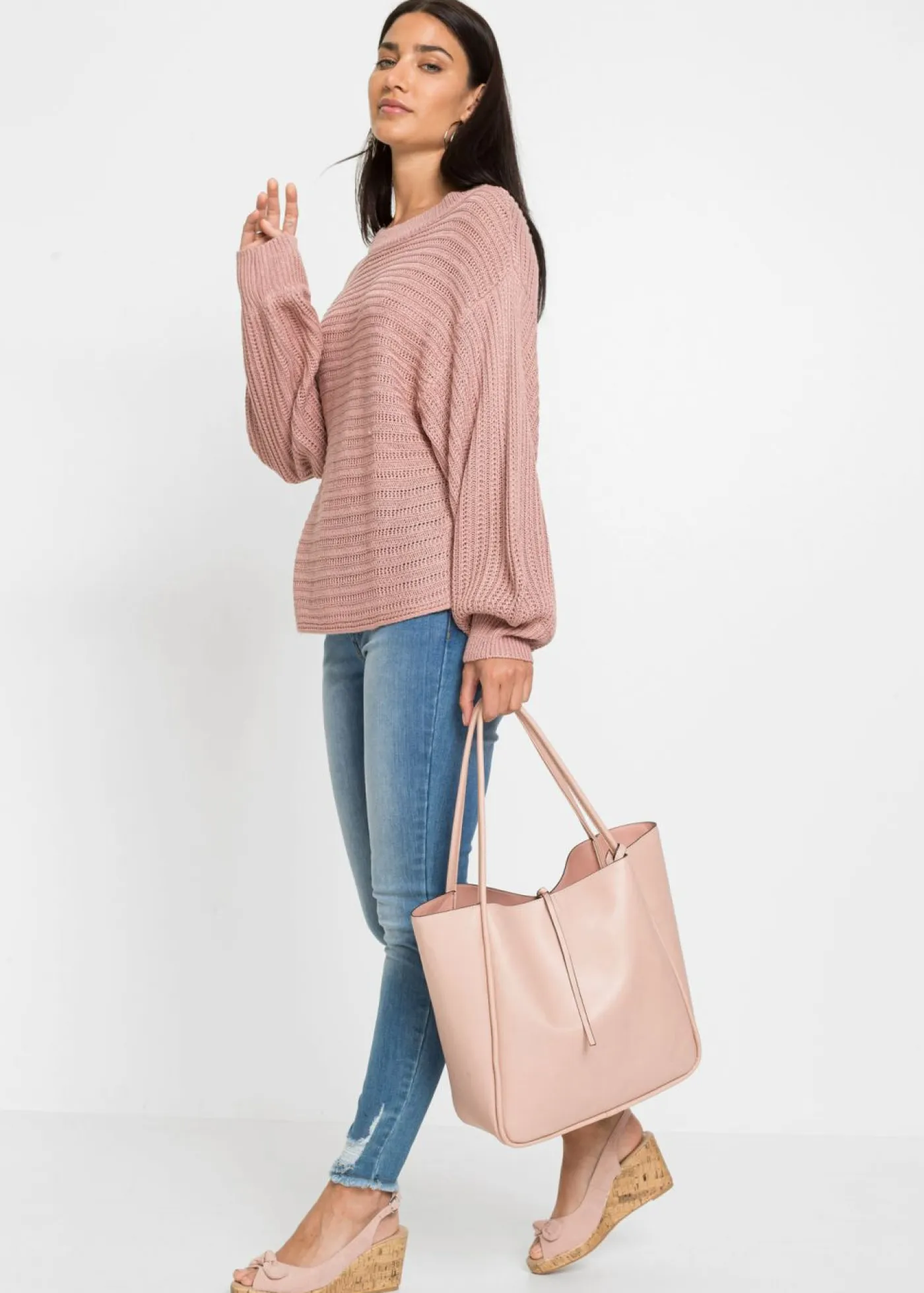 Outlet Jersey holgado de punto troquelado Mujer Jerséis|Ropa De Punto