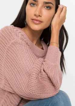 Outlet Jersey holgado de punto troquelado Mujer Jerséis|Ropa De Punto