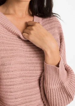 Outlet Jersey holgado de punto troquelado Mujer Jerséis|Ropa De Punto