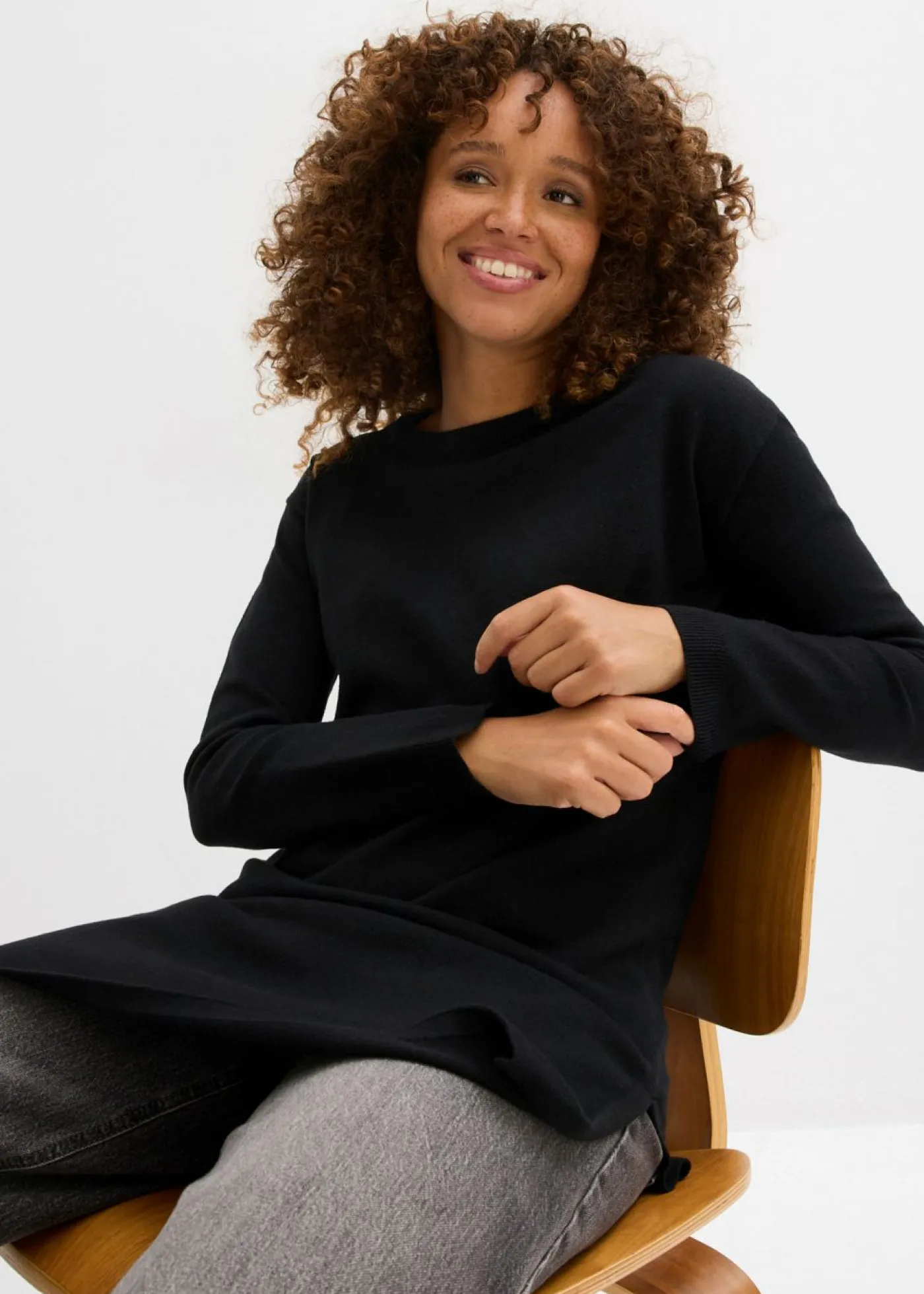 Discount Jersey largo con algodón reciclado Mujer Básicos|Jerséis
