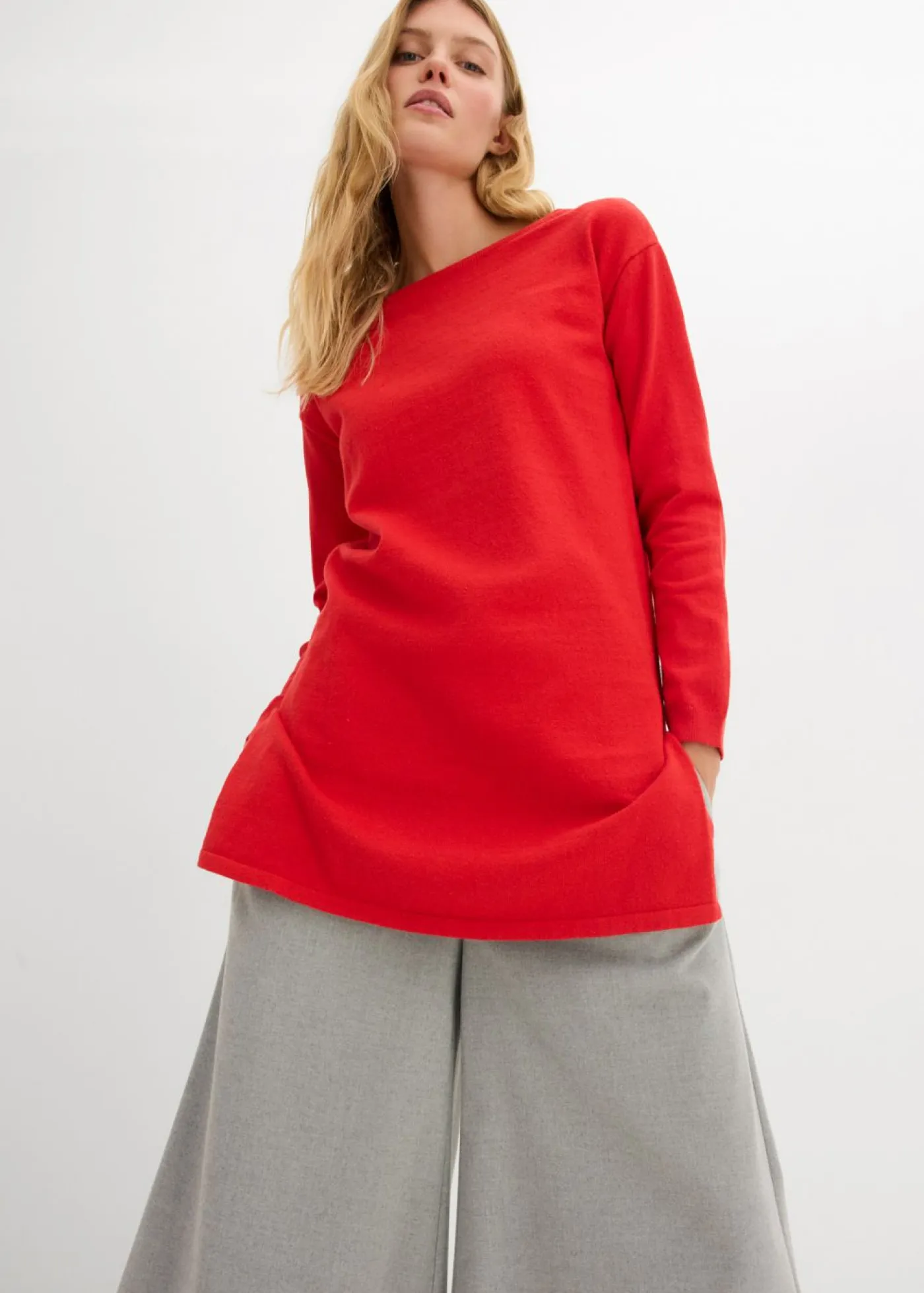 Jersey largo con algodón reciclado Mujer Básicos|Jerséis