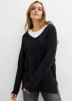 Jersey largo con corte holgado y aberturas laterales Mujer Jerséis|Ropa De Punto