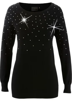 Best Jersey largo con piedras brillantes Mujer Jerséis|Ropa De Punto