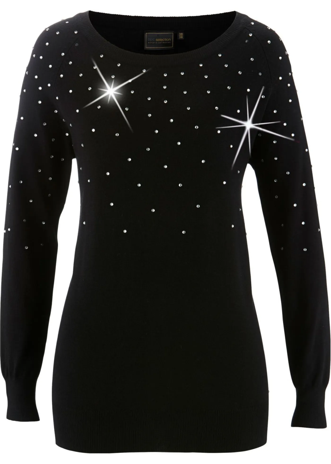 Best Jersey largo con piedras brillantes Mujer Jerséis|Ropa De Punto