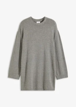 Online Jersey largo de punto fino con aberturas laterales en mezcla de viscosa Mujer Jerséis|Ropa De Punto