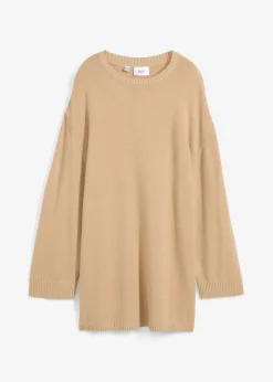 Hot Jersey largo de punto fino con aberturas laterales en mezcla de viscosa Mujer Jerséis|Ropa De Punto