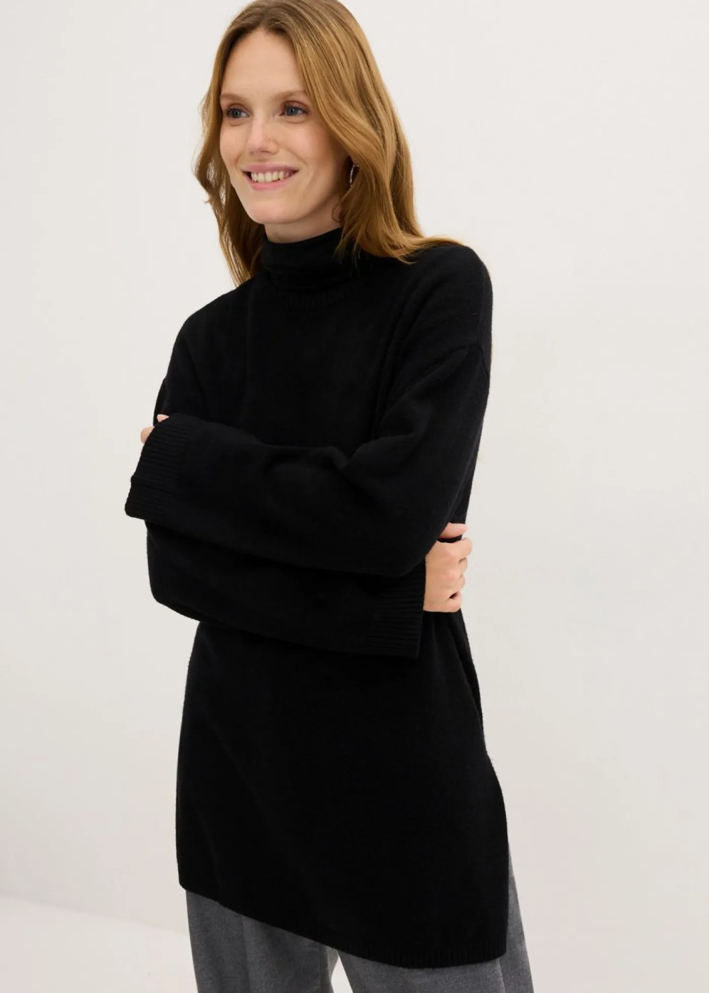 Best Jersey largo de punto fino con aberturas laterales en mezcla de viscosa Mujer Jerséis|Ropa De Punto