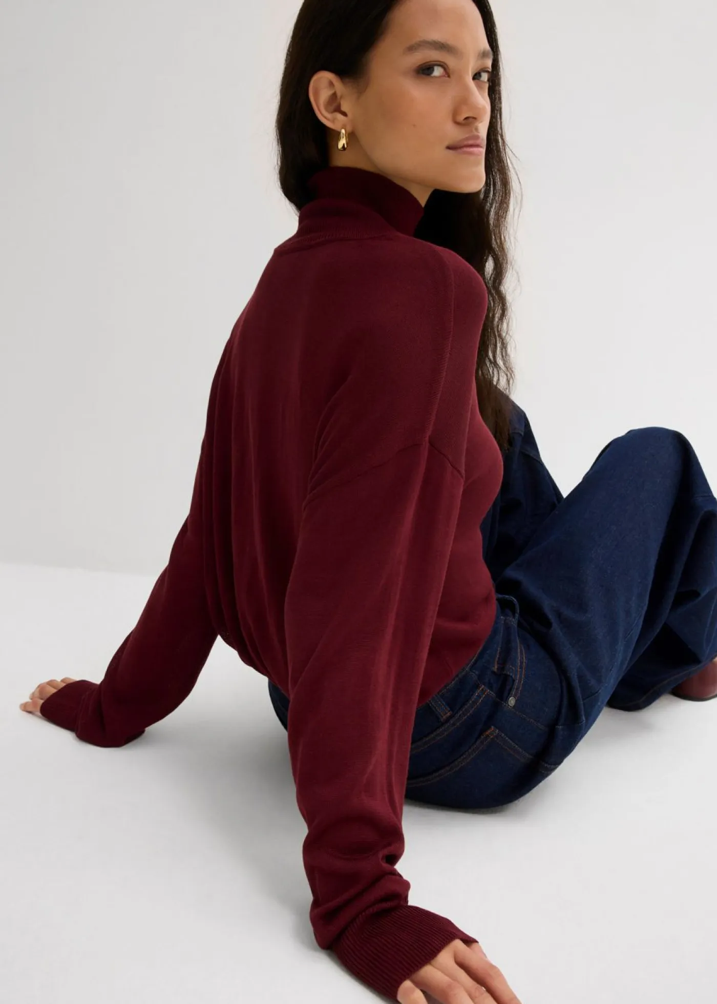 Best Jersey ligero de punto fino con cuello alto ancho, en mezcla de viscosa Mujer Esenciales|Jerséis