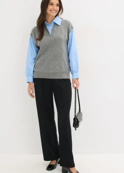 Clearance Jersey sin mangas con inserto de blusa y contenido de algodón Mujer Jerséis|Ropa De Punto