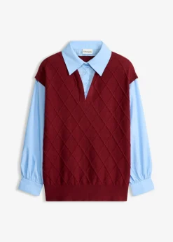 Clearance Jersey sin mangas con inserto de blusa y contenido de algodón Mujer Jerséis|Ropa De Punto