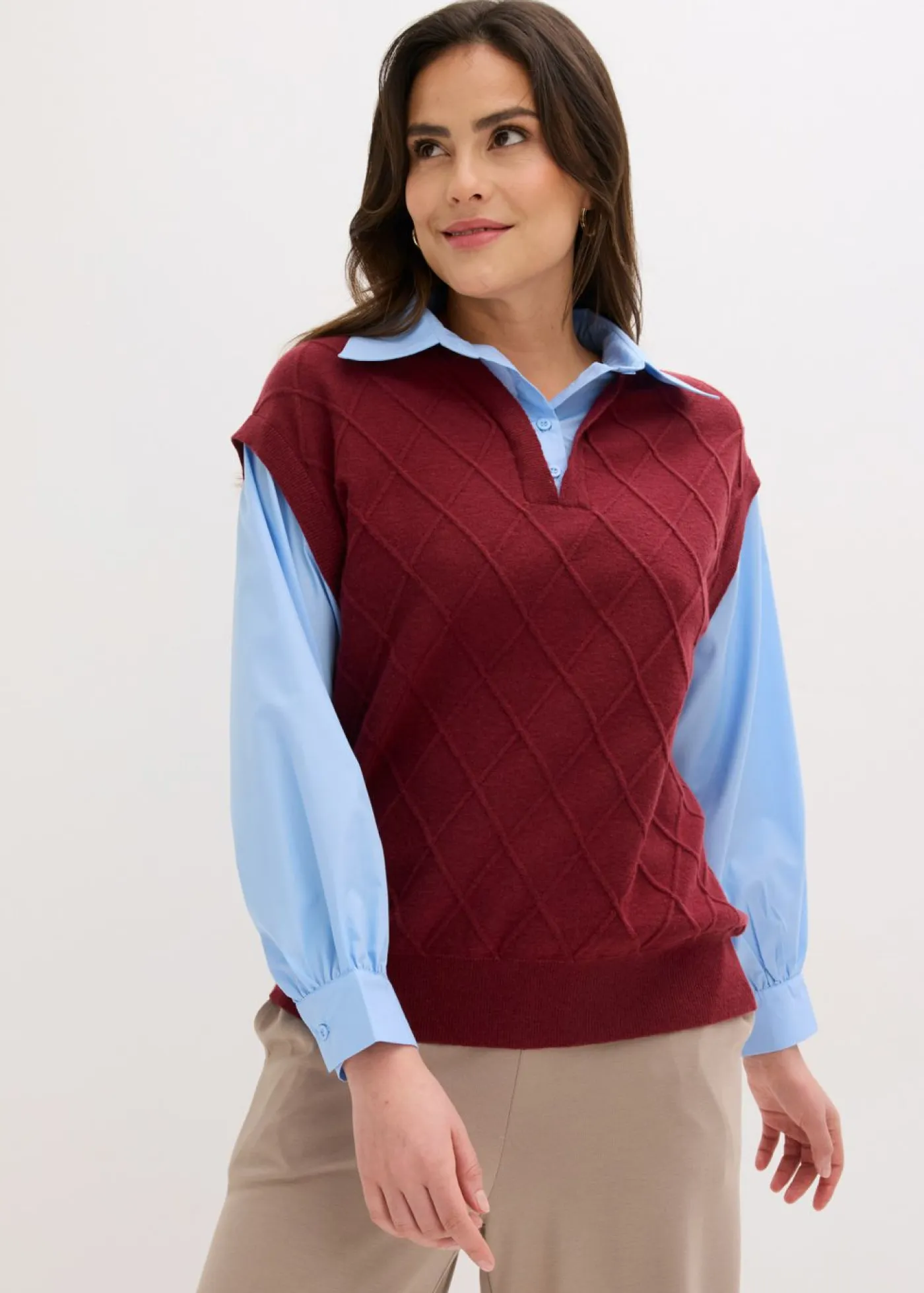 Clearance Jersey sin mangas con inserto de blusa y contenido de algodón Mujer Jerséis|Ropa De Punto