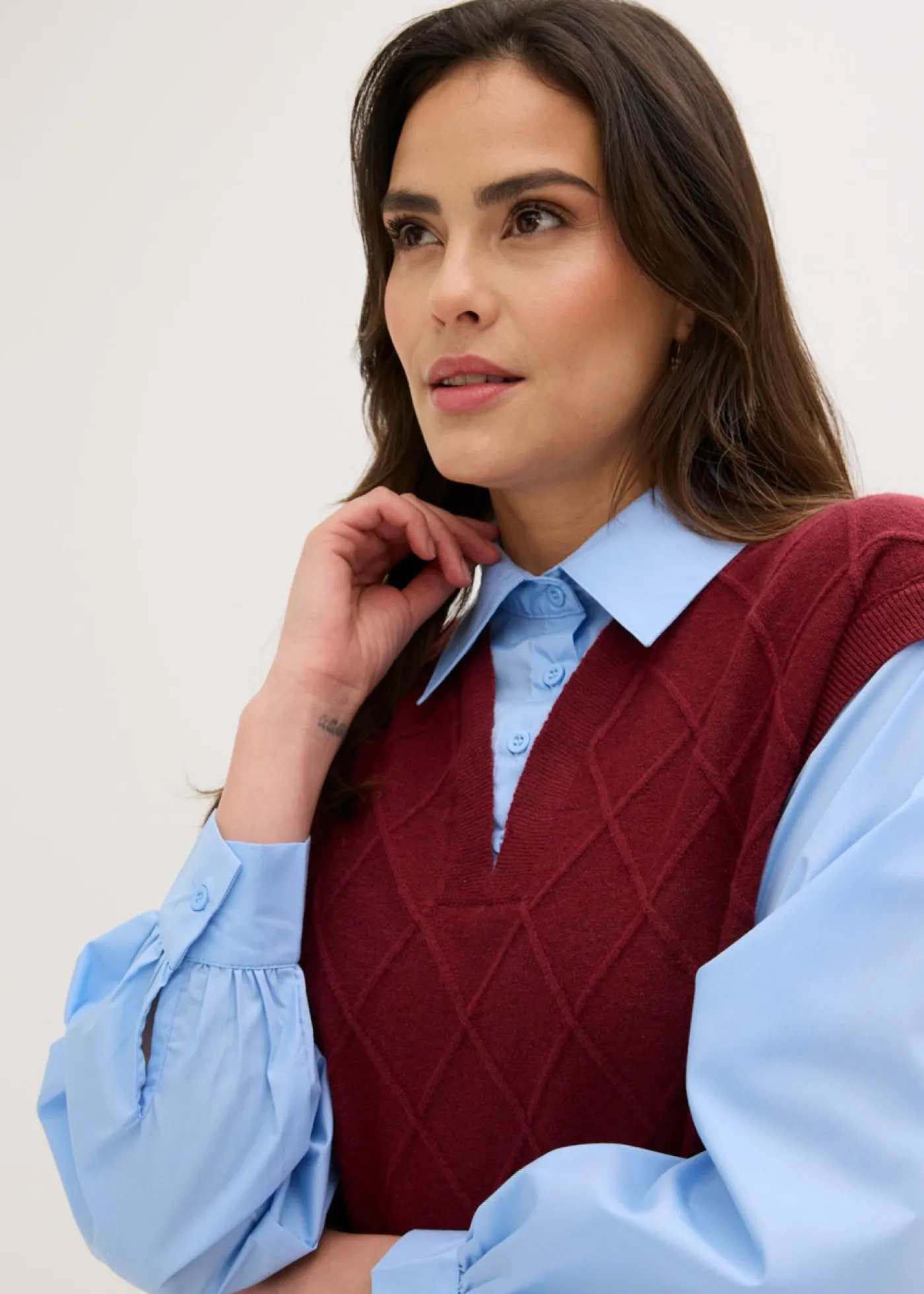 Clearance Jersey sin mangas con inserto de blusa y contenido de algodón Mujer Jerséis|Ropa De Punto