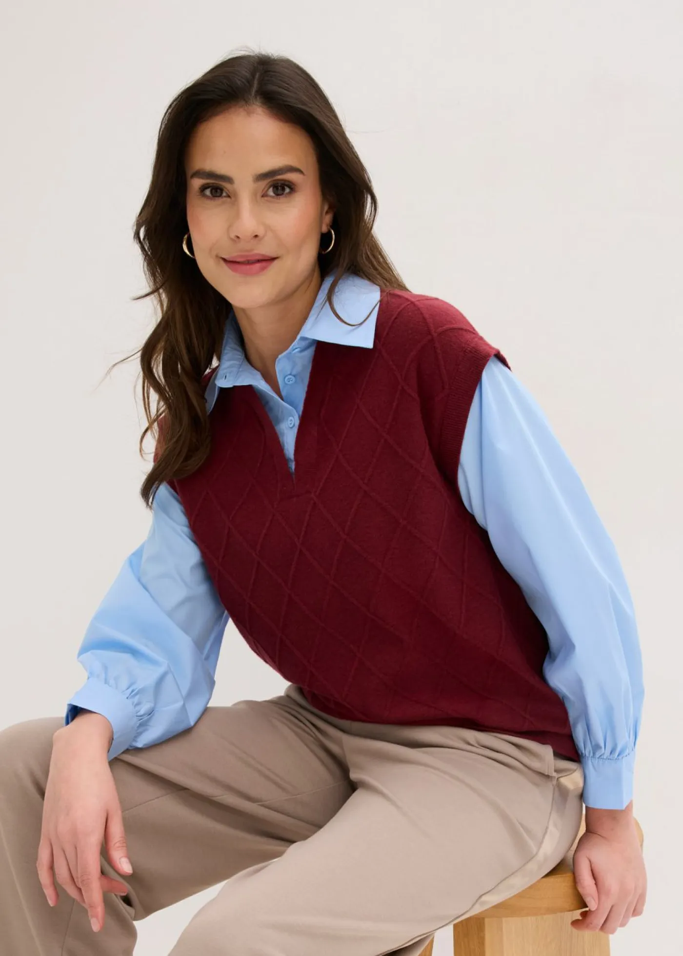 Clearance Jersey sin mangas con inserto de blusa y contenido de algodón Mujer Jerséis|Ropa De Punto