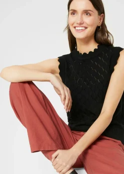 Clearance Jersey sin mangas de ajour de mezcla de algodón Mujer Jerséis|Novedades