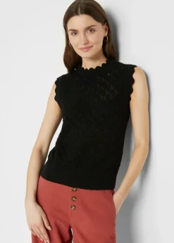 Sale Jersey sin mangas de ajour de mezcla de algodón Mujer Jerséis|Novedades