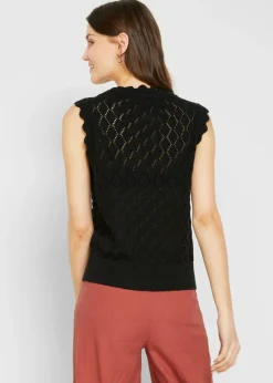 Sale Jersey sin mangas de ajour de mezcla de algodón Mujer Jerséis|Novedades