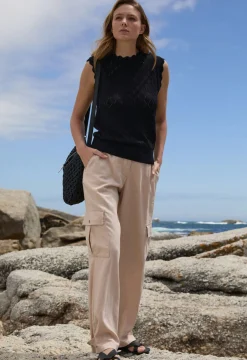 Sale Jersey sin mangas de ajour de mezcla de algodón Mujer Jerséis|Novedades
