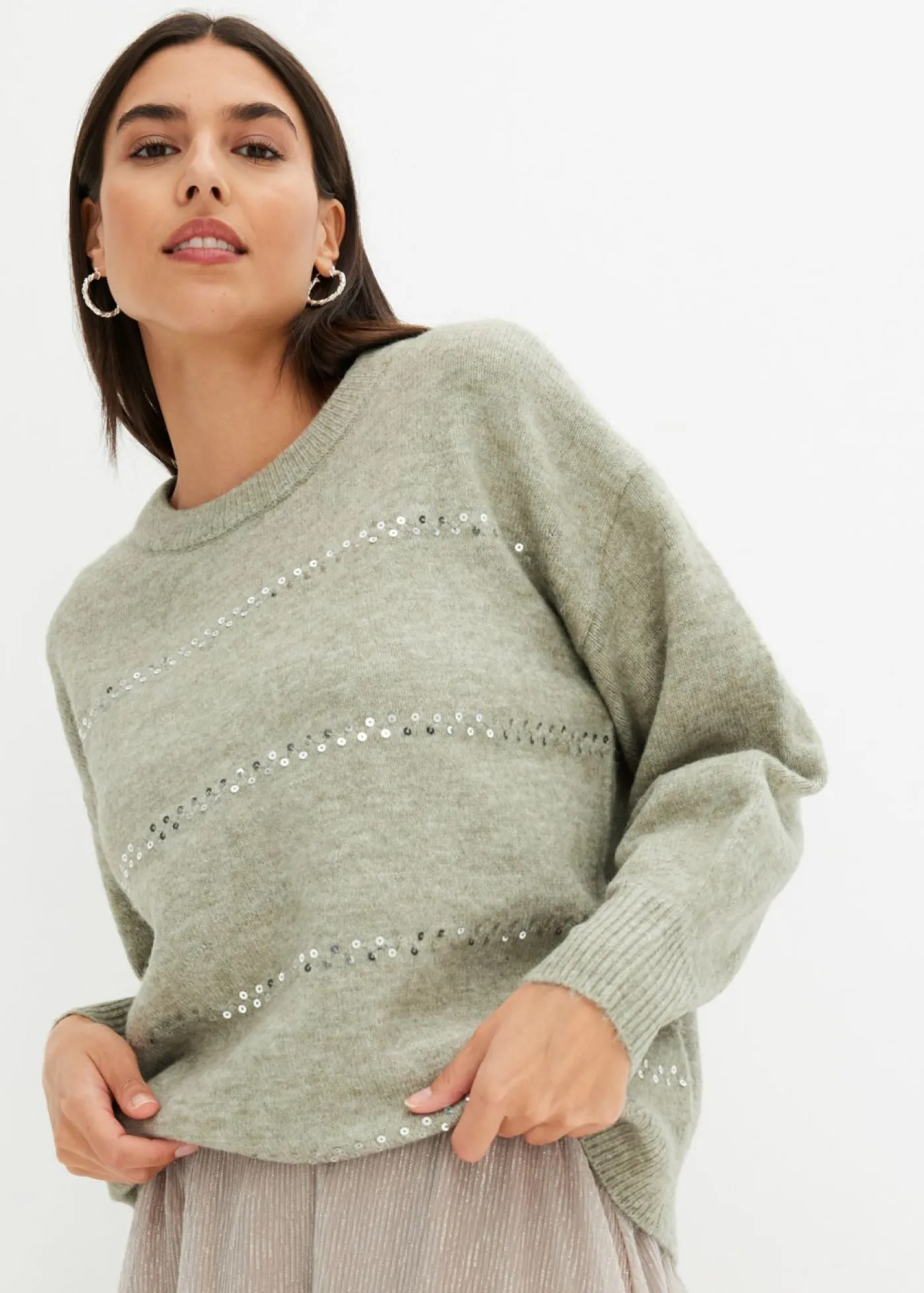 Discount Jersey tipo boxy con lentejuelas Mujer Jerséis|Ropa De Punto