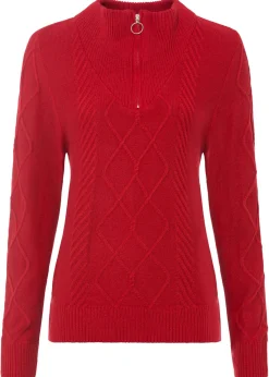 Online Jersey troyer con patrón trenzado Mujer Jerséis