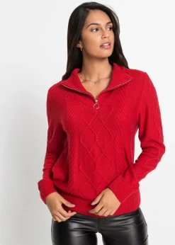 Online Jersey troyer con patrón trenzado Mujer Jerséis