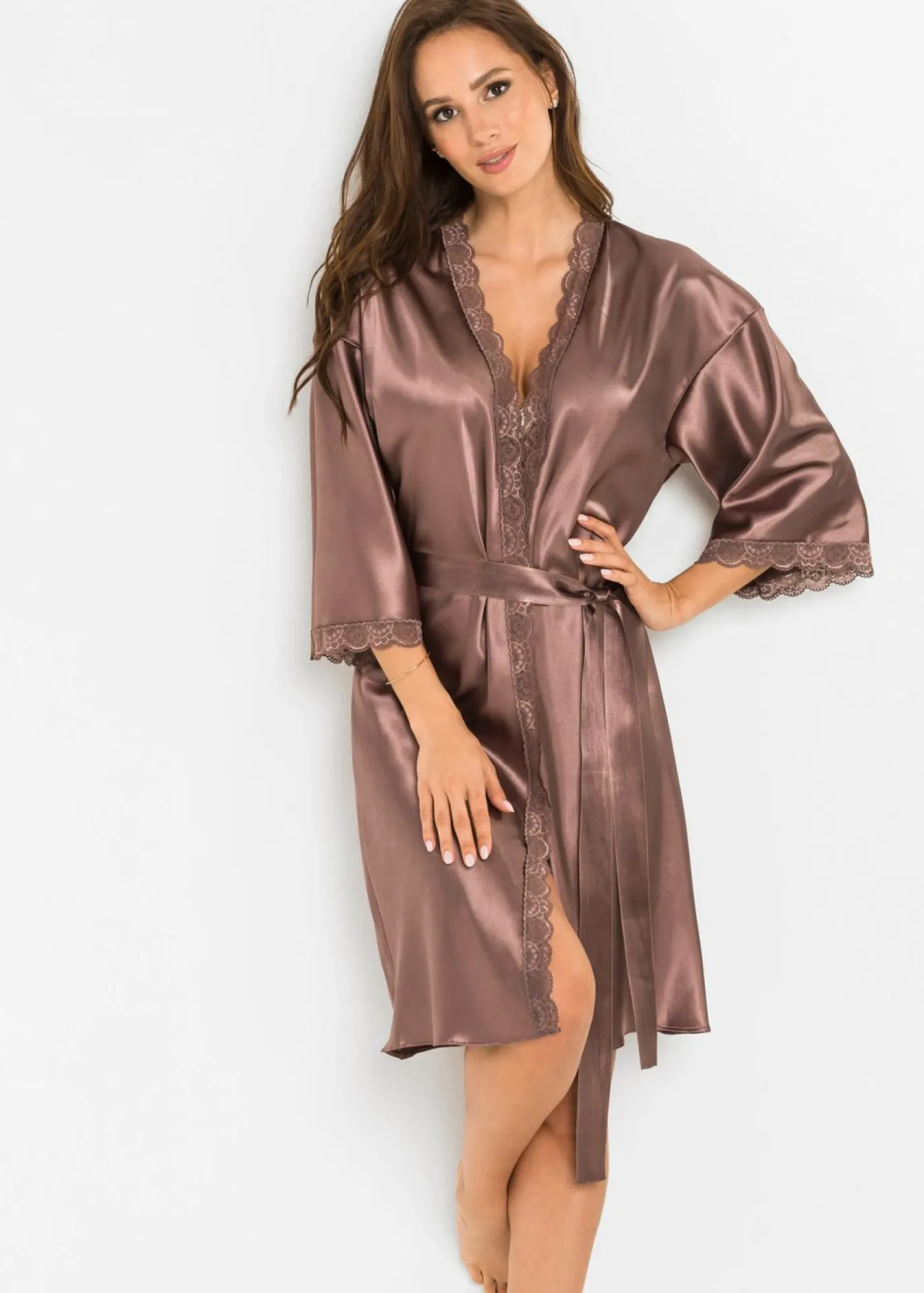 Sale Kimono de satén Mujer Albornoces Y Batas|Lencería