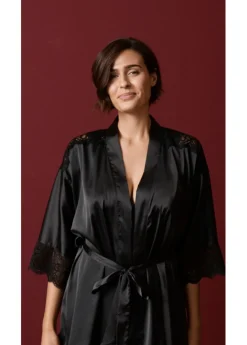 Outlet Kimono de satén con efecto brillante Mujer Albornoces Y Batas|Lencería