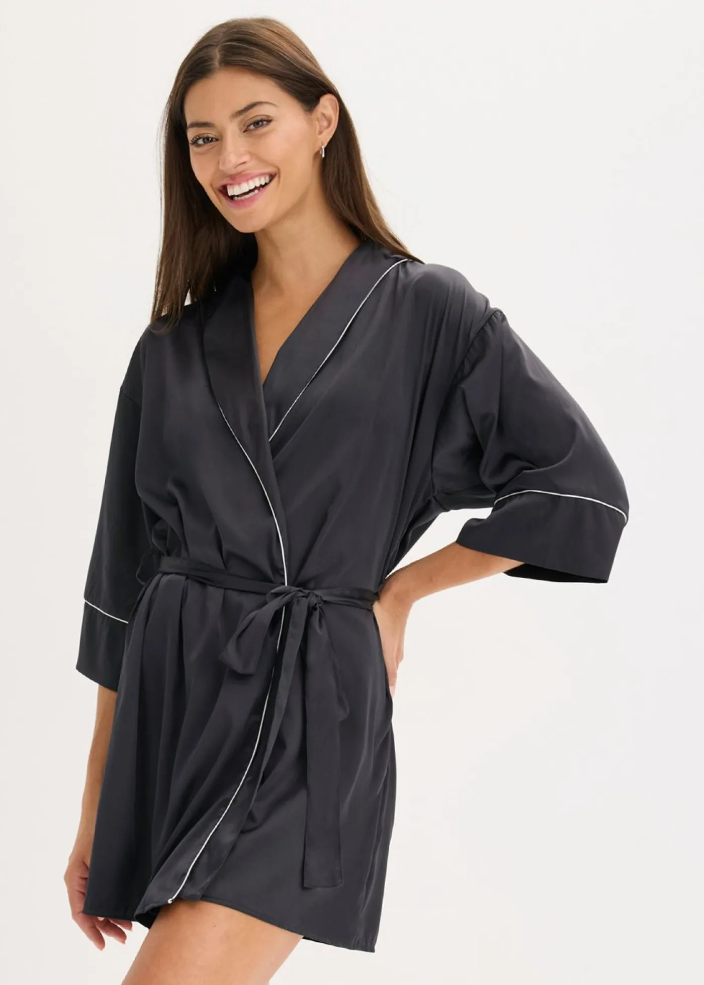 Kimono de satén con efecto brillante Mujer Albornoces Y Batas|Lencería