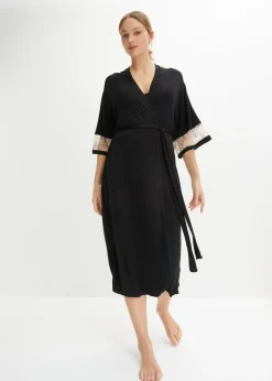 New Kimono largo de viscosa con bordado Mujer Albornoces Y Batas|Lencería