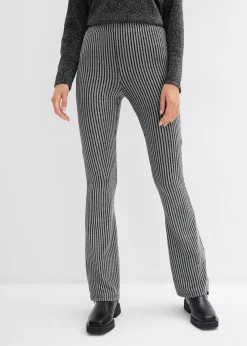 Leggings acampanados con hilo brillante Mujer Pantalones