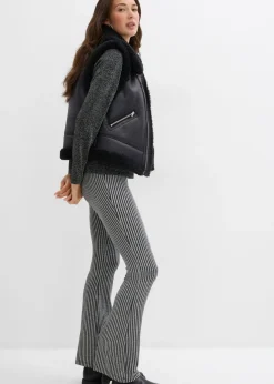 Leggings acampanados con hilo brillante Mujer Pantalones