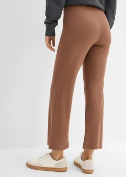 Clearance Leggings acortados de canalé de mezcla de viscosa Mujer Pantalones|Novedades
