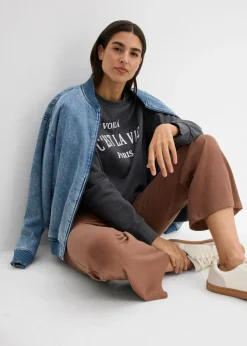 Clearance Leggings acortados de canalé de mezcla de viscosa Mujer Pantalones|Novedades