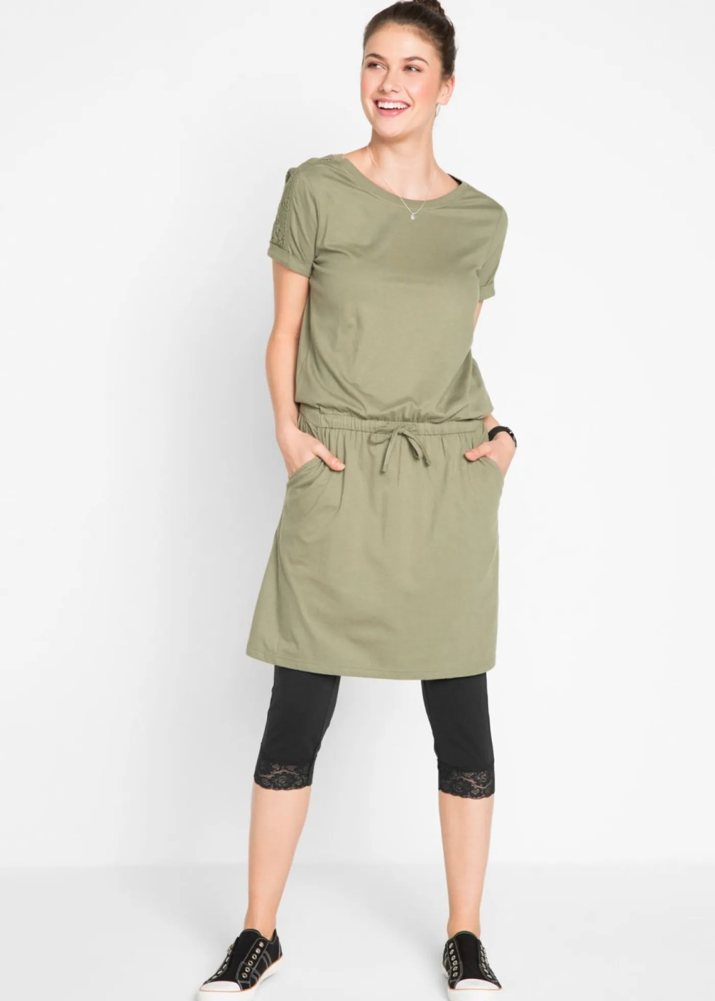 Clearance Leggings capri con detalles de encaje Mujer Pantalones