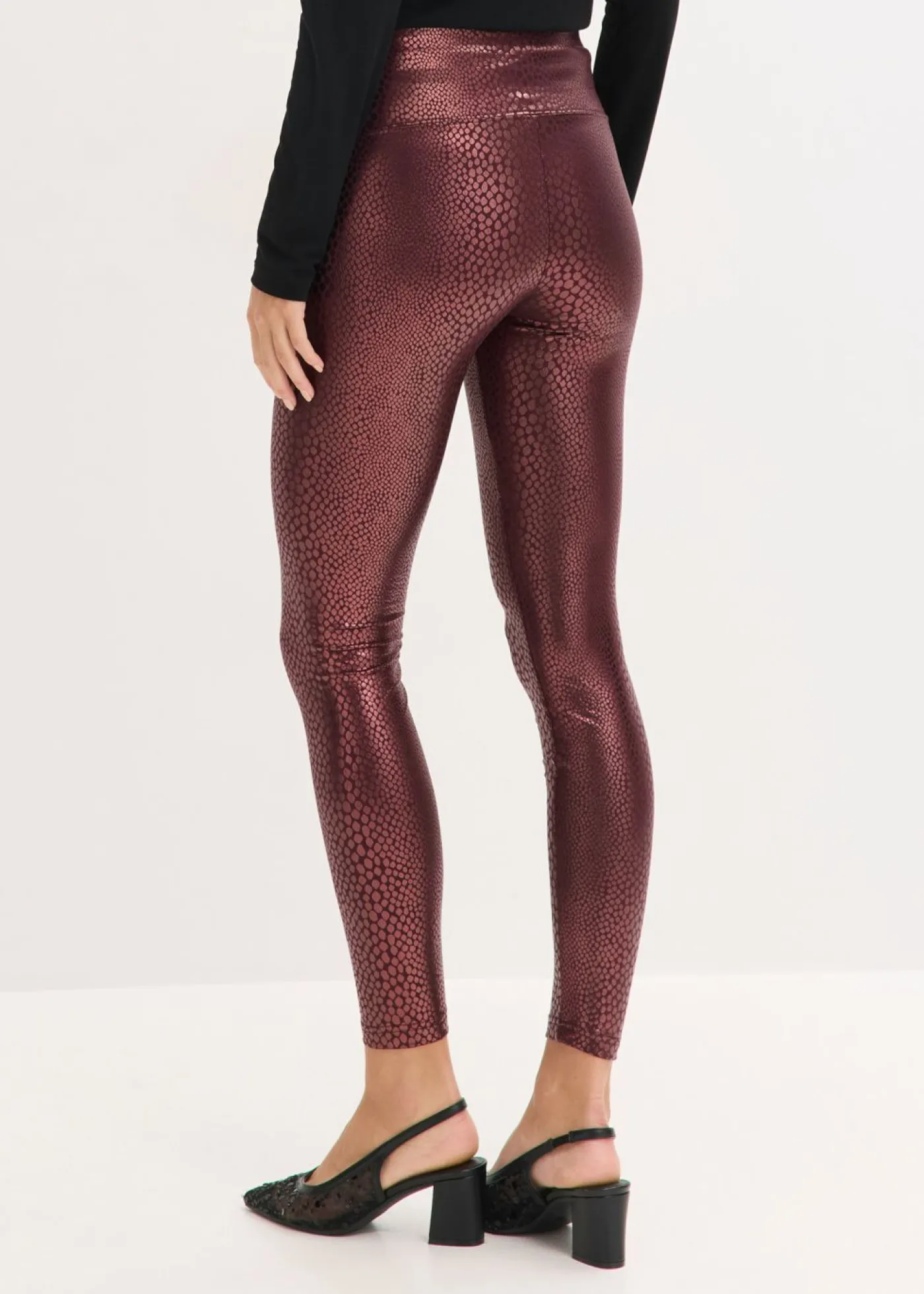 Clearance Leggings de piel sintética con alto brillo Mujer Pantalones|Tallas Pequeñas