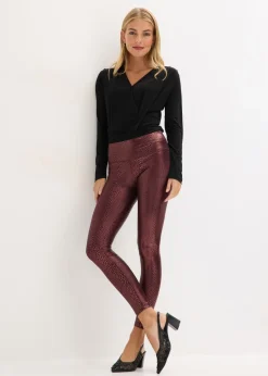 Clearance Leggings de piel sintética con alto brillo Mujer Pantalones|Tallas Pequeñas