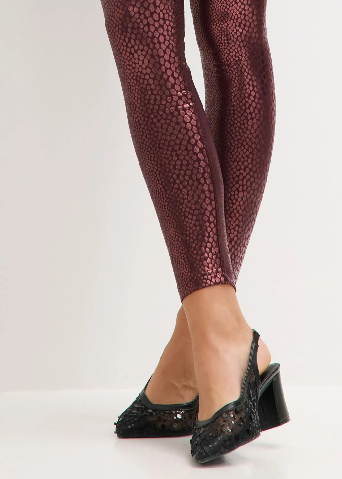Clearance Leggings de piel sintética con alto brillo Mujer Pantalones|Tallas Pequeñas
