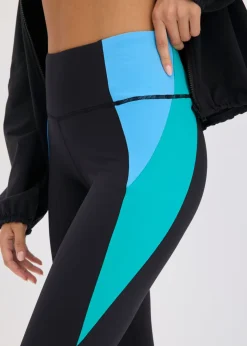 Hot Leggings deportivos cómodos de material de secado rápido en colores en contraste Mujer Ropa Deportiva|Pantalones