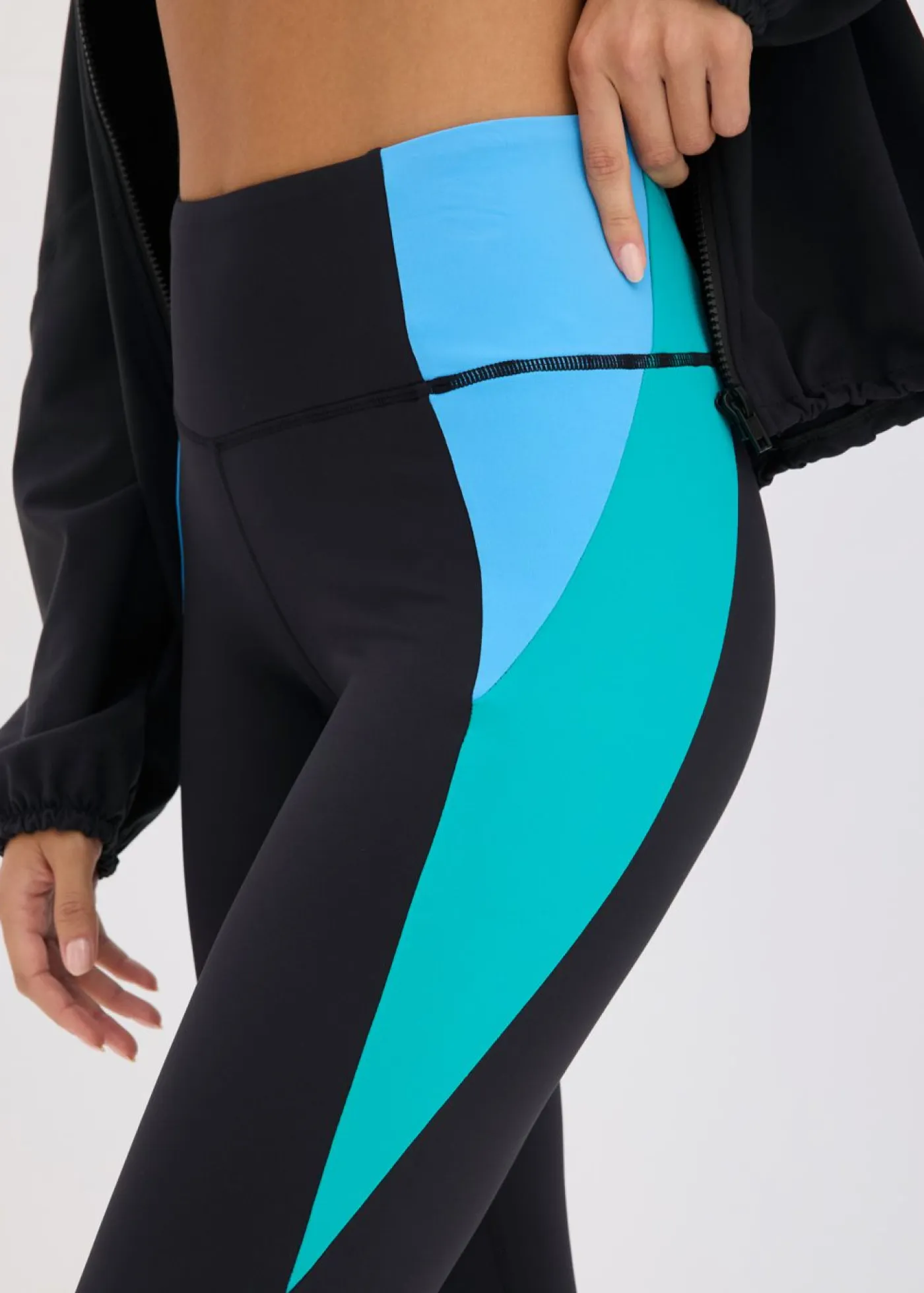 Hot Leggings deportivos cómodos de material de secado rápido en colores en contraste Mujer Ropa Deportiva|Pantalones