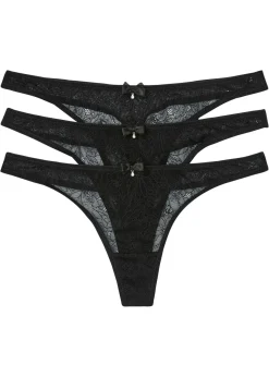 Minitanga de encaje elegante (3 unidades) Mujer Lencería|Bragas