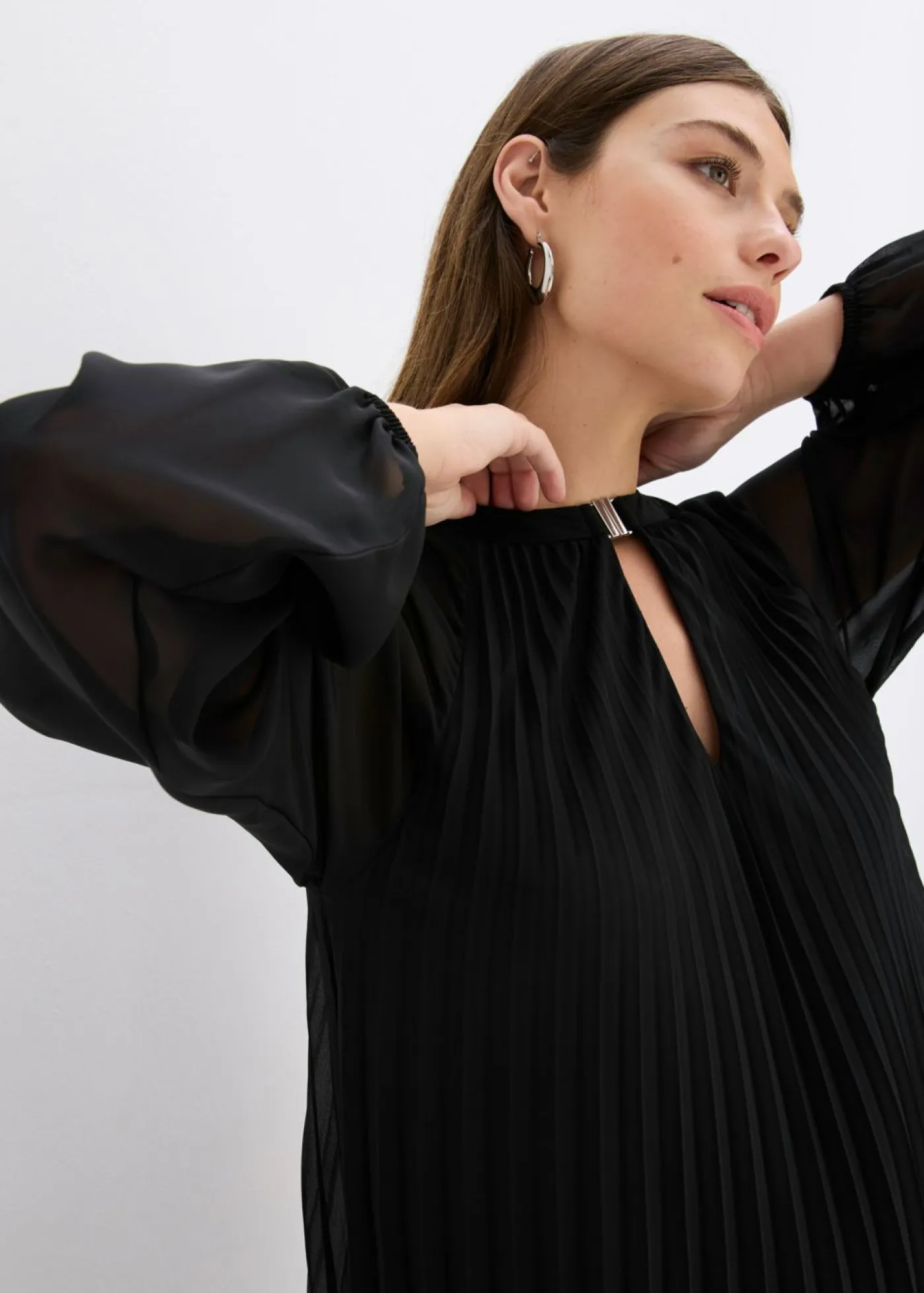 Outlet Minivestido de gasa fina con plisado Mujer Vestidos|Novedades