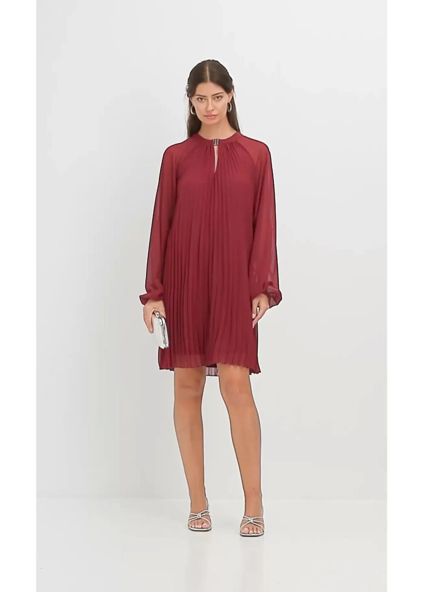 Outlet Minivestido de gasa fina con plisado Mujer Vestidos|Novedades