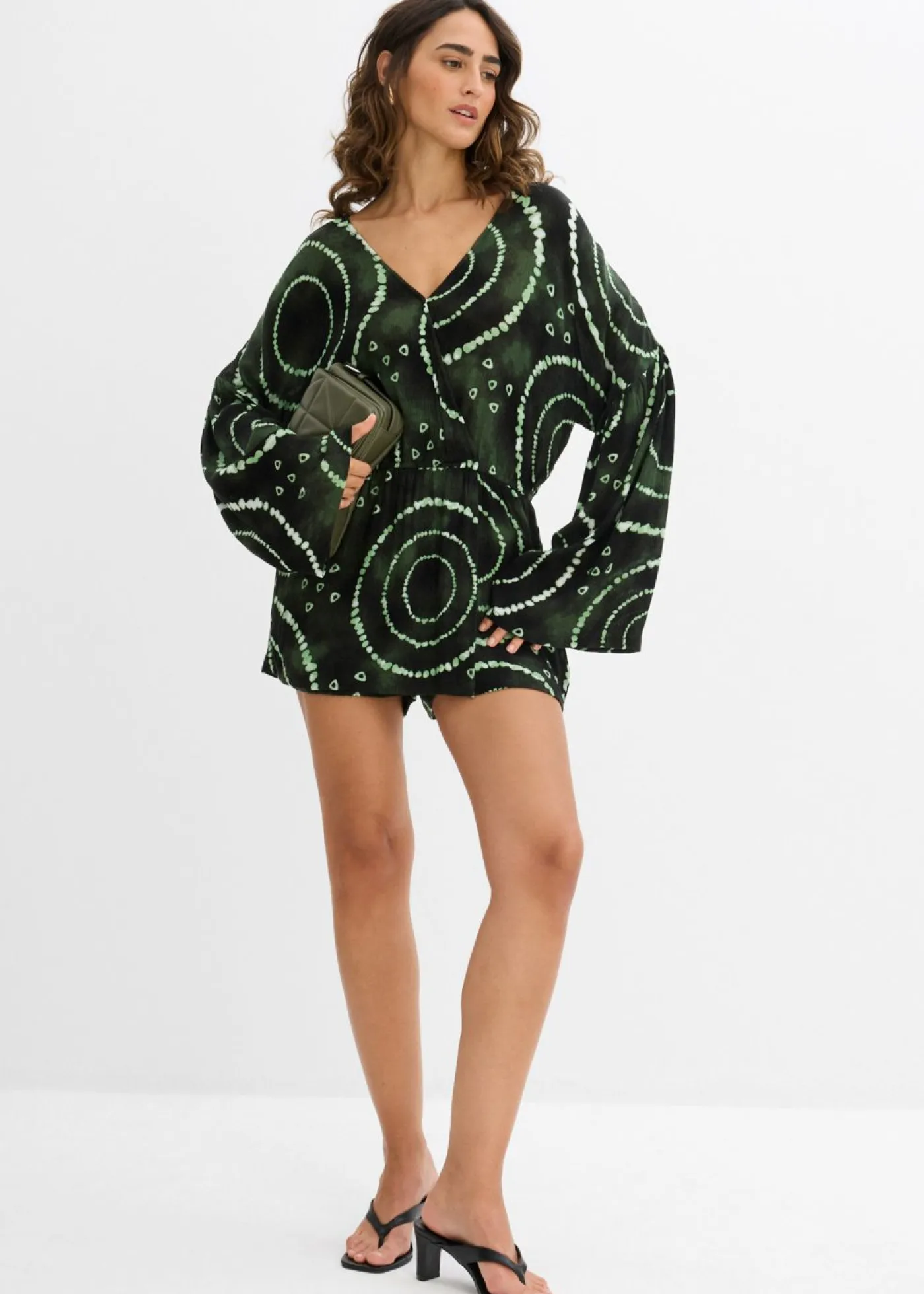 Sale Mono corto de viscosa fluida Mujer Monos