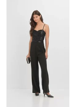 Outlet Mono de crepé estructurado con bordado de perlas Mujer Monos|Novedades