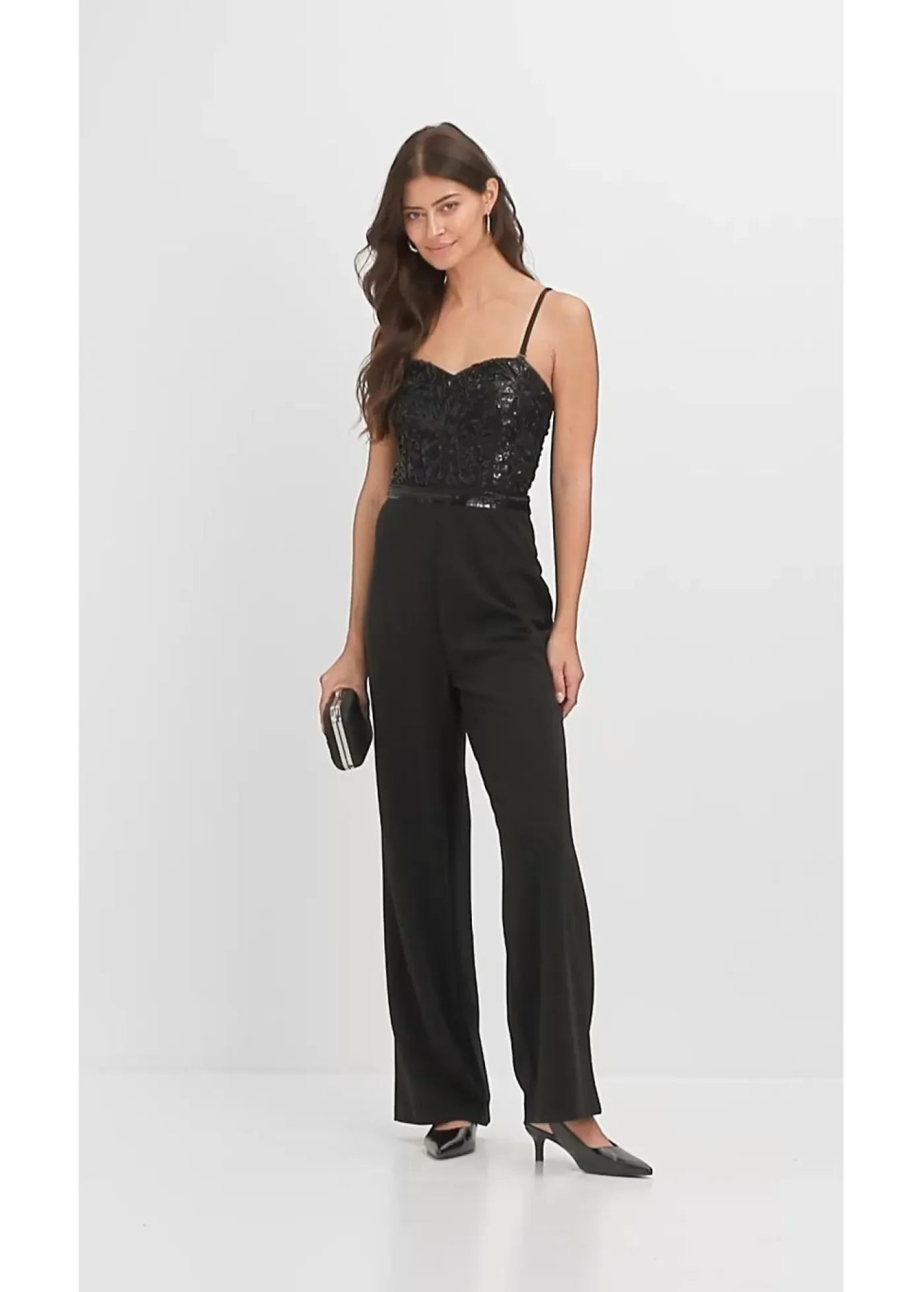 Outlet Mono de crepé estructurado con bordado de perlas Mujer Monos|Novedades