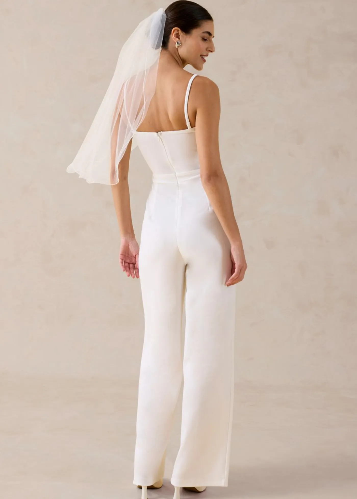 Outlet Mono de crepé estructurado con bordado de perlas Mujer Monos|Novedades