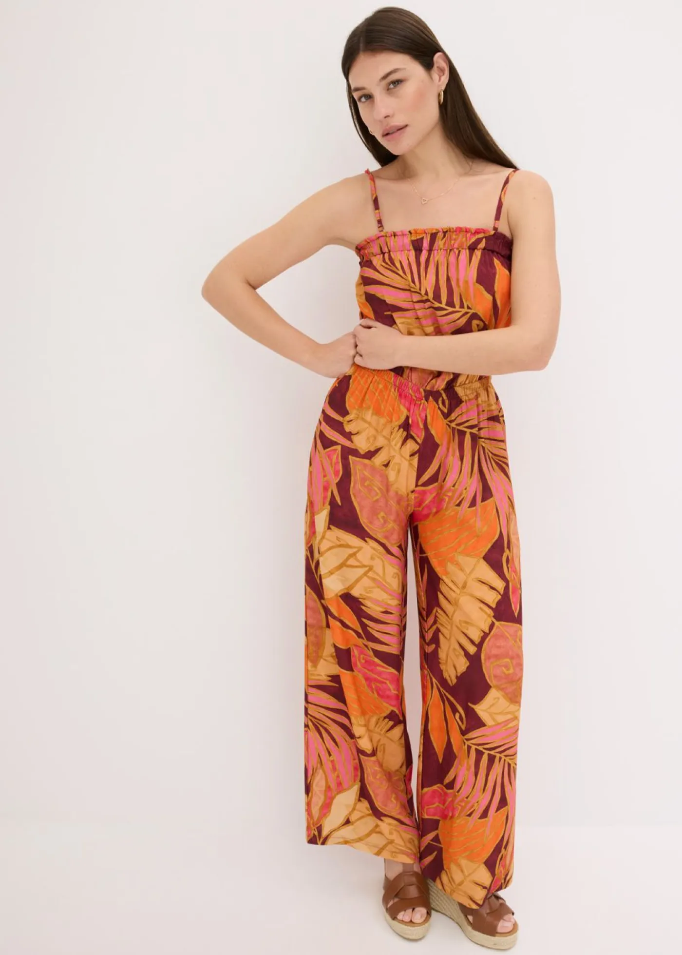 Hot Mono estampado de viscosa fluida Mujer Monos
