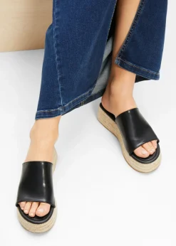Hot Mules de plataforma con aspecto de rafia Mujer Tendencias·Zapatos Veganos|Zapatos Primavera-Verano